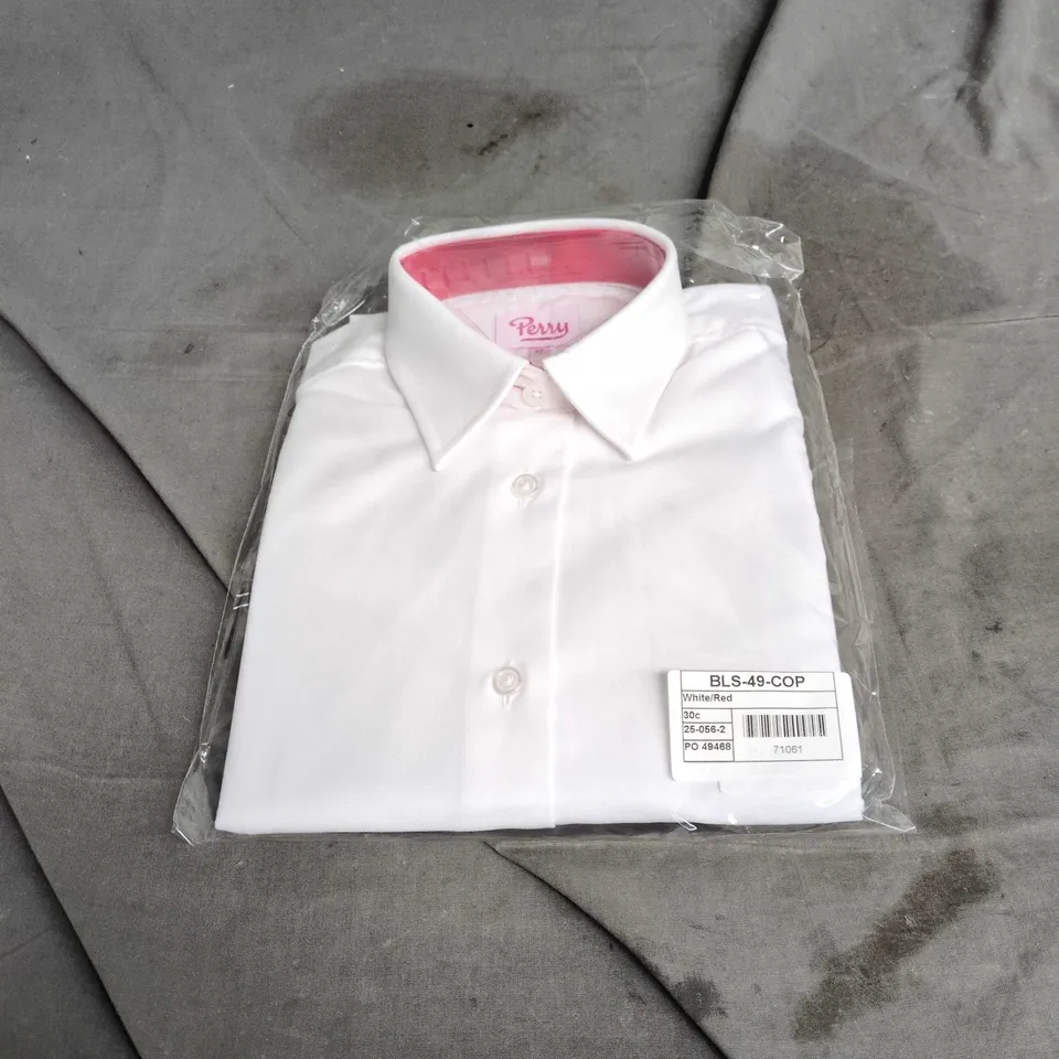 PERRY WHITE DRESS SHIRT, MEN’S – UK 30 (30) – SEALED IN PACKAGING