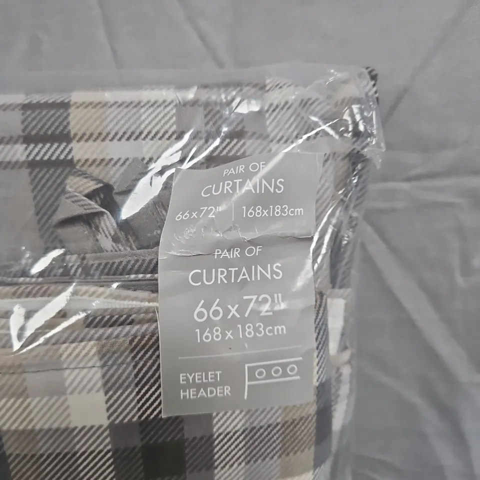 PAIR OF CURTAINS - PLAID PATTERN, 66X72 IN (168X183 CM)