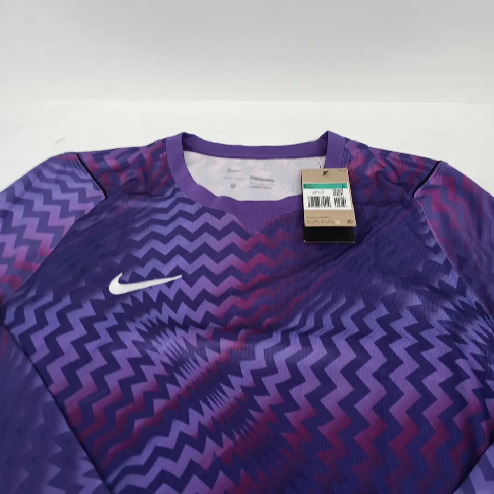 NIKE TRAINING TOP – PURPLE ZIGZAG PATTERN, LONG-SLEEVE - SIZE XL