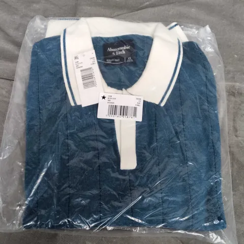 BAGGED ABERCROMBIE & FITCH COLLAR TOP IN BLUE - XS