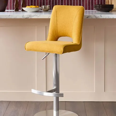 BOXED DANETTI LUDO YELLOW FABRIC GAS LIFT BAR STOOL