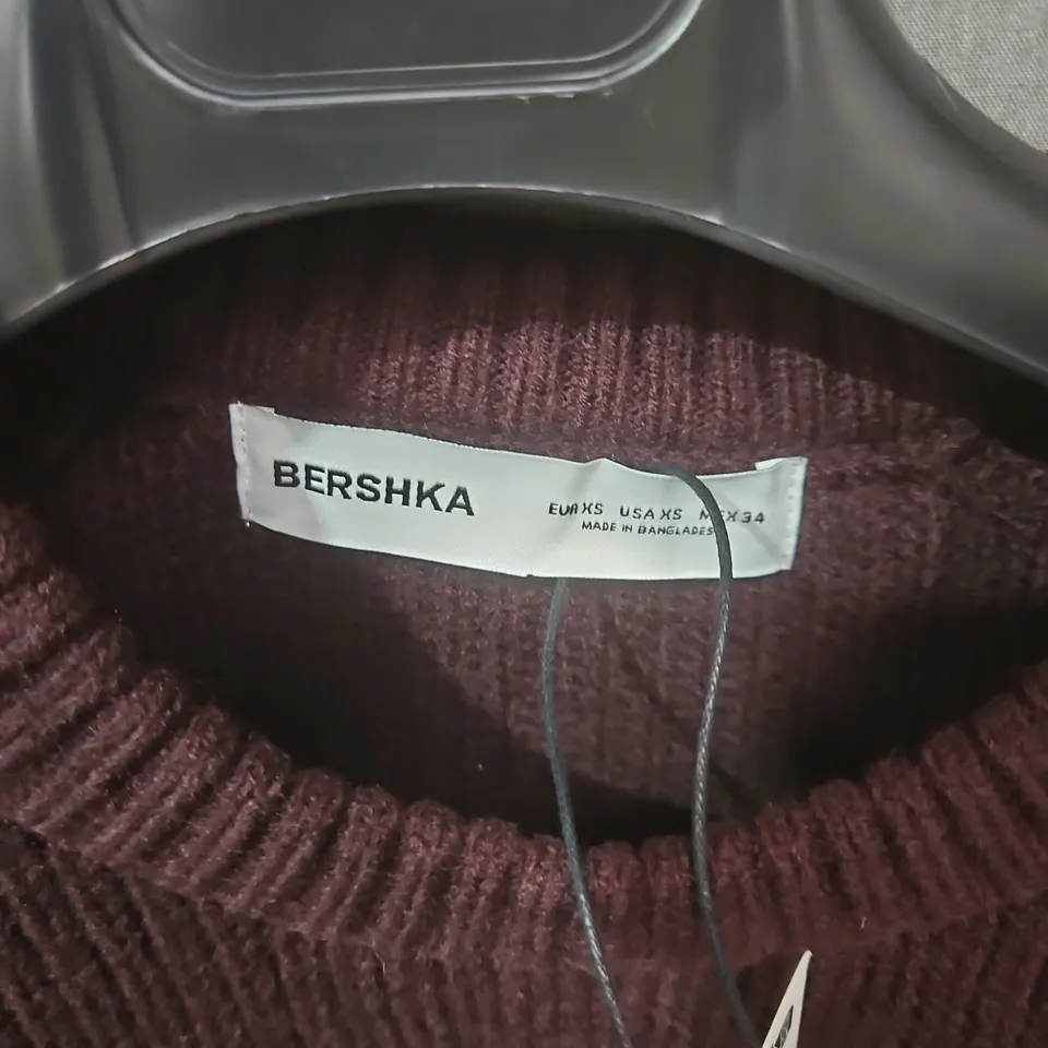 BERSHKA BURGUNDY KNIT SWEATER – UK 6 (EU XS), WOMEN’S