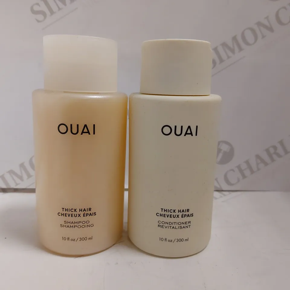 BOX OF 2 OUAI PRODUCTS TO INCLUDE THICK HAIR SHAMPOO AND CONDITIONER