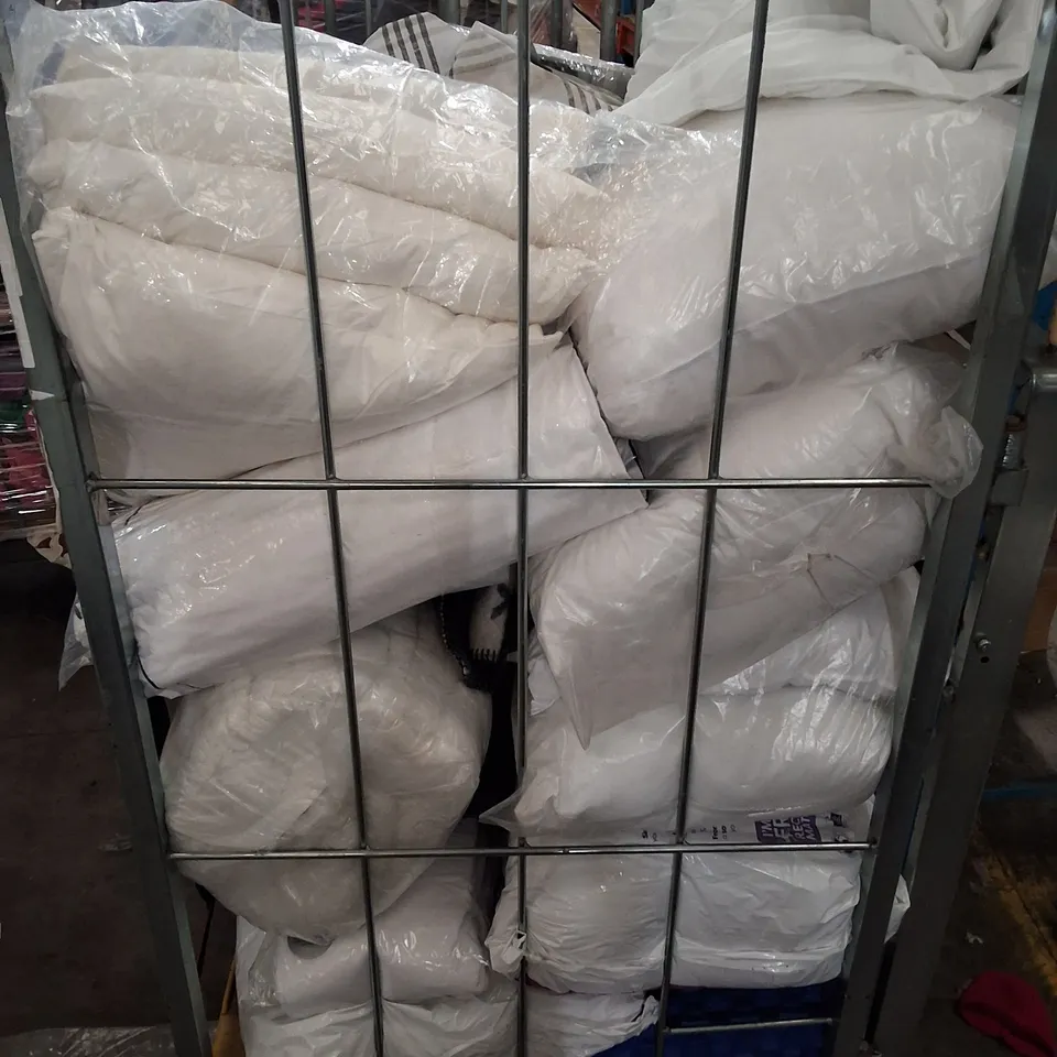 CAGE CONTAINING ASSORTED PILLOWS & BED SETS