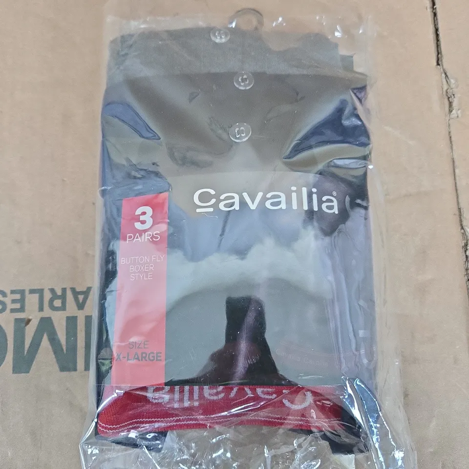 CAVALIA BUTTON FLY BOXERS – 3 PAIRS, SIZE X-LARGE