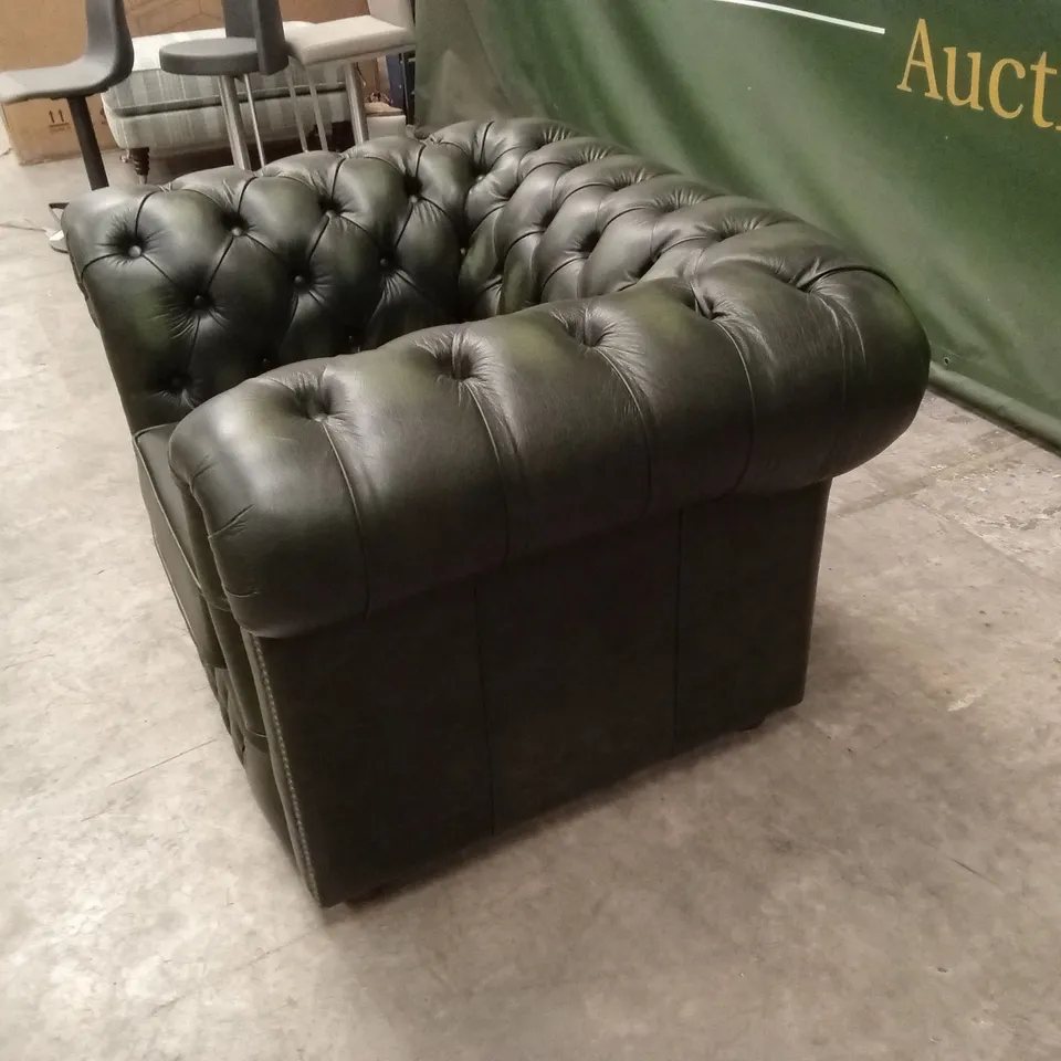 CHESTERFIELD LEATHER CLUB ARMCHAIR - VINTAGE GREEN