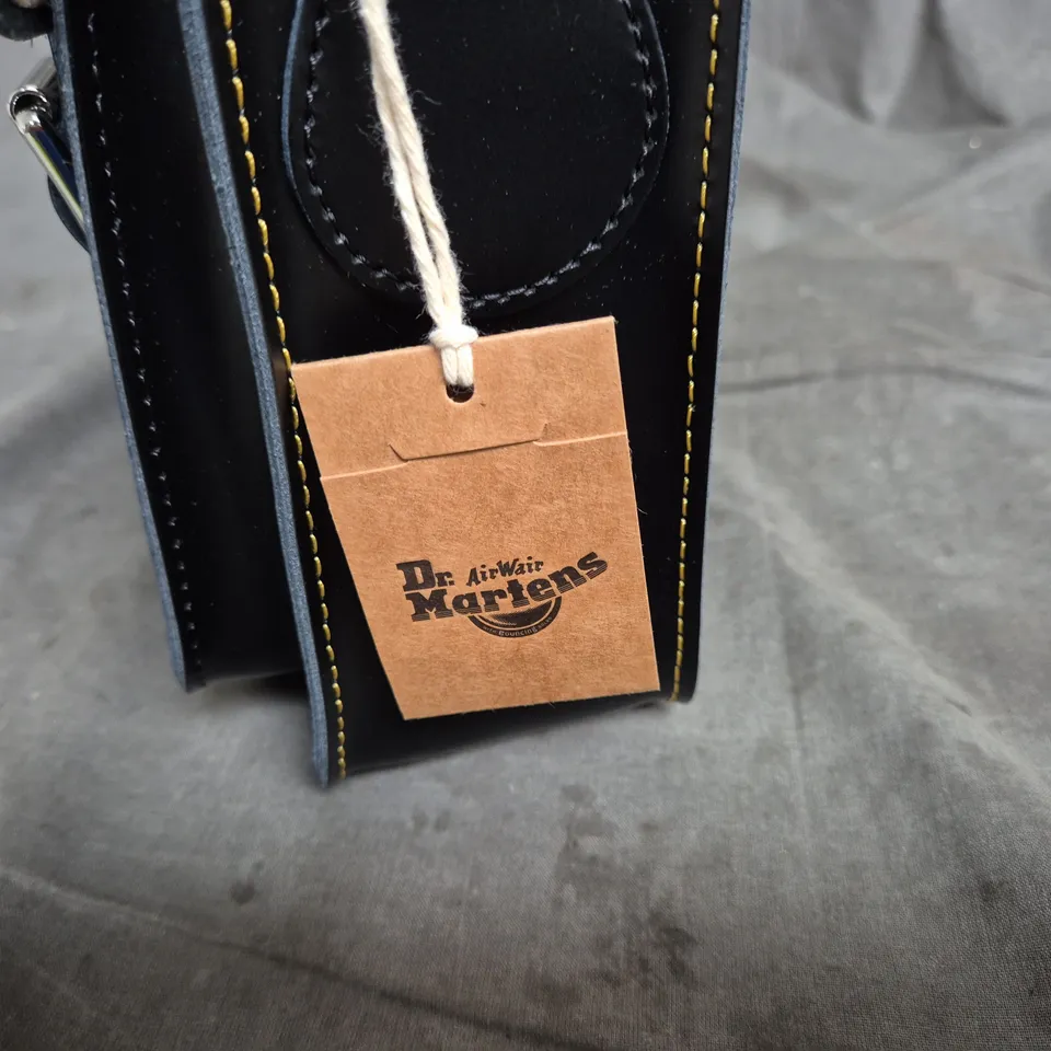DR. MARTENS LEATHER SATCHEL BAG – BLACK WITH YELLOW STITCHING