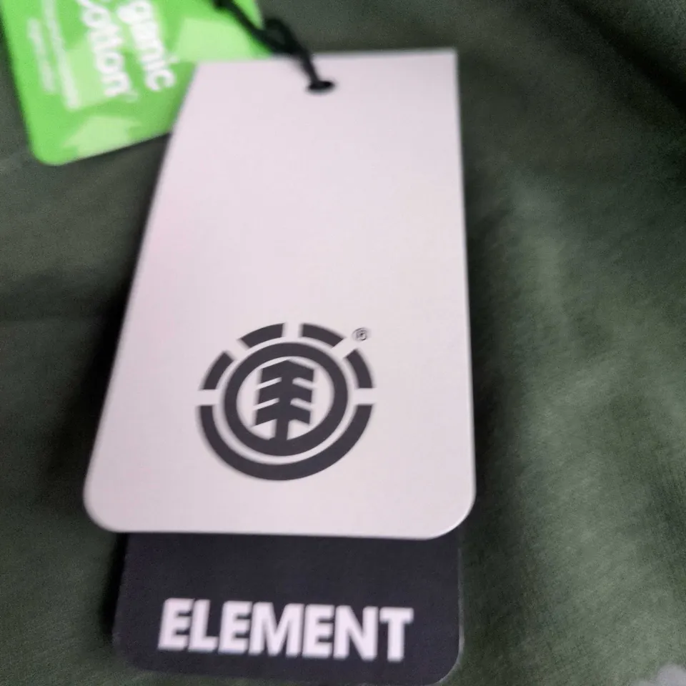 ELEMENT RELAX FIT T-SHIRT – GREEN, UK SIZE S, 100% ORGANIC COTTON