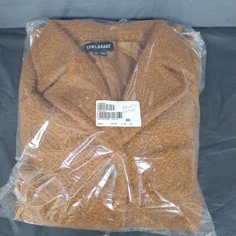 CENTIGRADE BOUCLE SINGLE BREASTED COAT IN BRONZE - 3XL