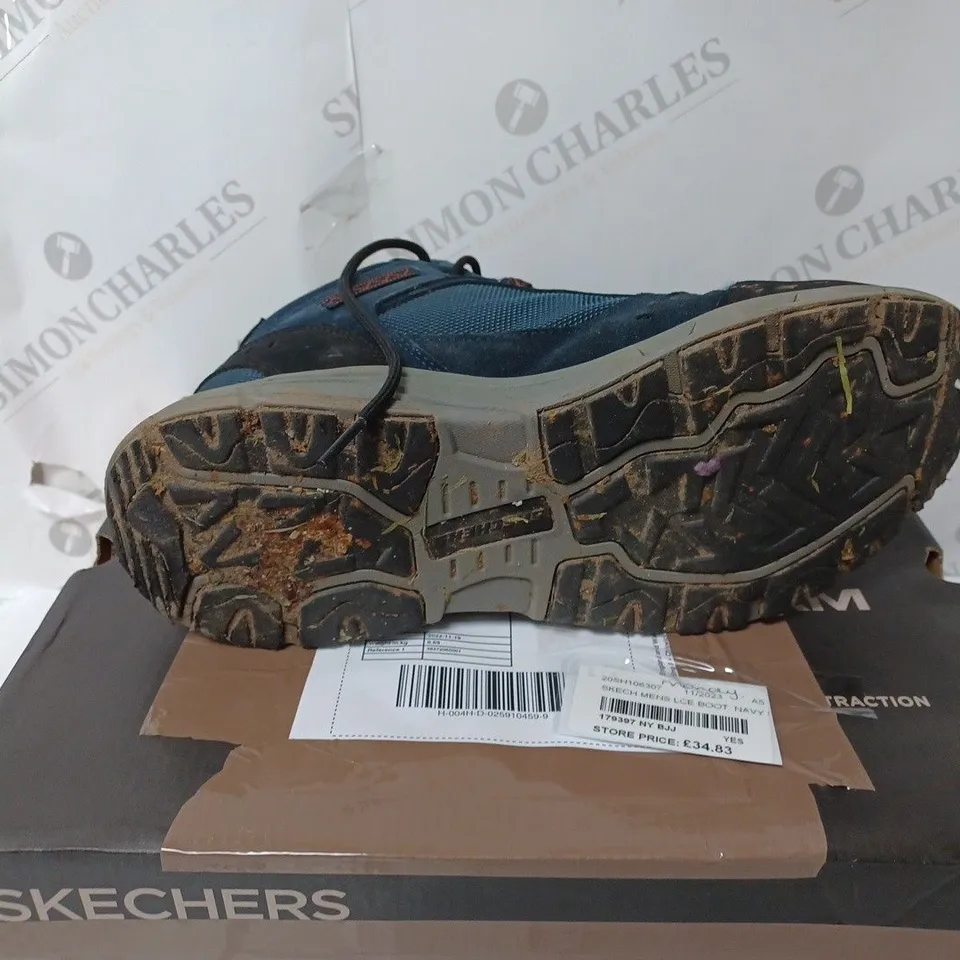 BOXED PAIR OF SKECHERS MENS LACE BOOTS IN NAVY - UK SIZE 10