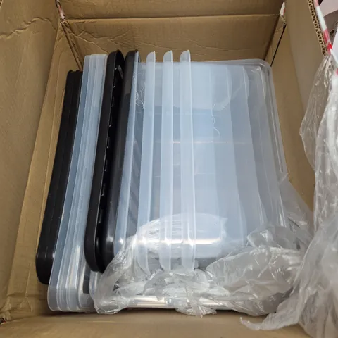 STACKABLE CLEAR PLASTIC STORAGE BOXES WITH LIDS – ASSORTED SIZES