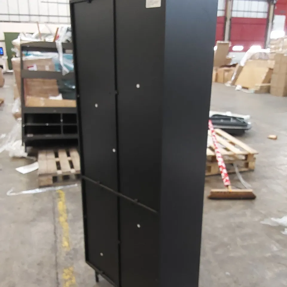 WALKER EDISON HUTCH UNIT IN SOLID BLACK/WALNUT