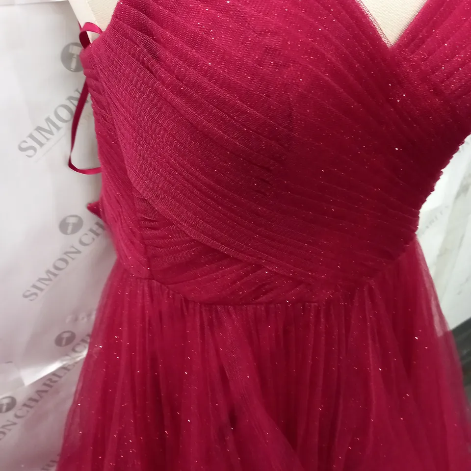 RED GLITTER OCCASIONAL DRESS - 4