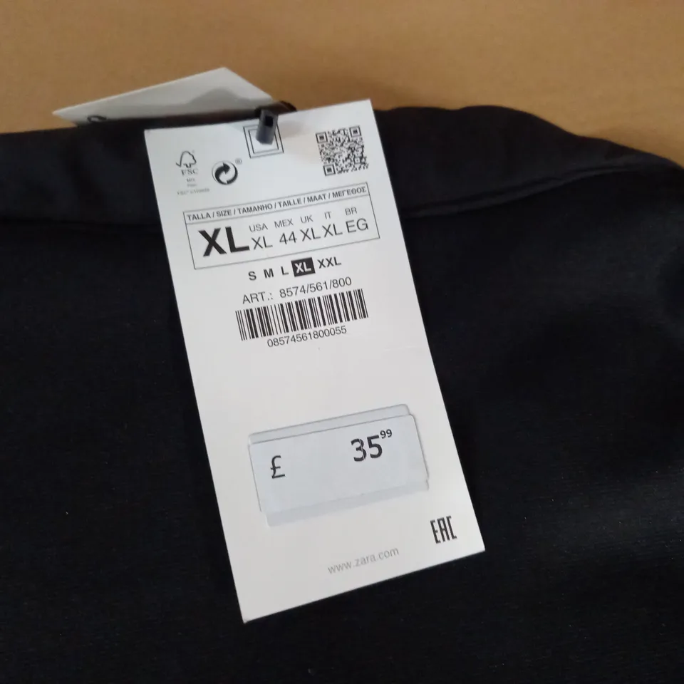 ZARA ZIP THROUGH BLACK COAT - XL