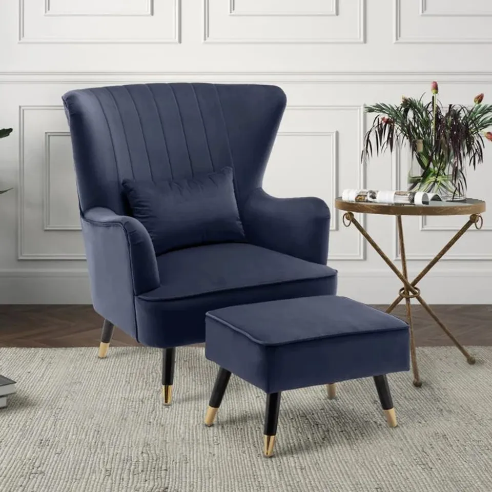 BOXED CAMILA VELVET CHAIR - NAVY BLUE (1 BOX)
