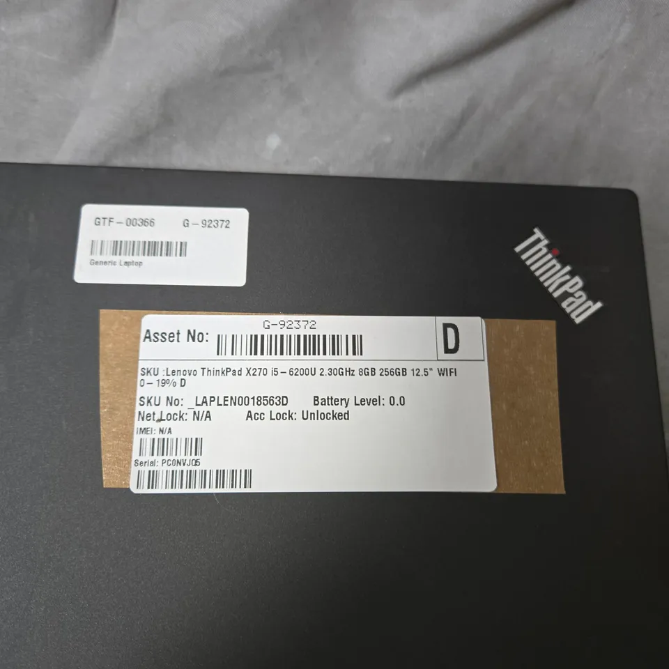 Lenovo ThinkPad X270 12.5in Laptop – i5-6200U, 8GB RAM, 256GB SSD, Windows Pro