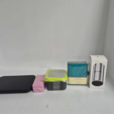 BOX OF APPROXIMATELY 15 ASSORTED ITEMS INCLUDING REFORMED STORAGE TANK, THE ORIGINAL LITTLE BOOK OF EARRINGS AND MATRIX SOLID TOP BAIT BOX