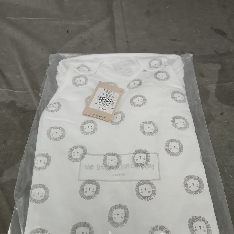 THE LITTLE WHITE COMPANY BABY SLEEPING BAG WITH LION PRINT – WHITE AGE 0-6 MONTHS
