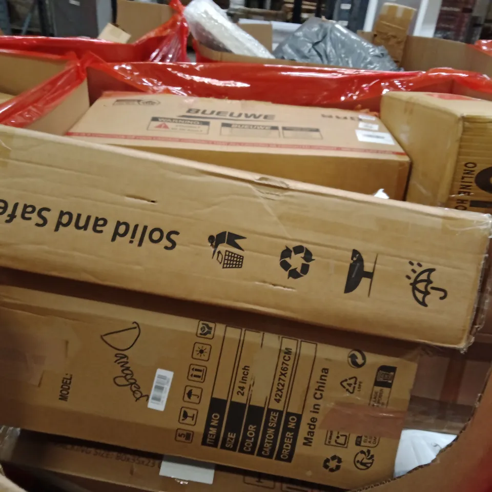 PALLET OF ASSORTED HOUSEHOLD GOODS AND PRODUCTS TO INCLUDE;COMMODE, SUITCASE, PHOTO FRAME