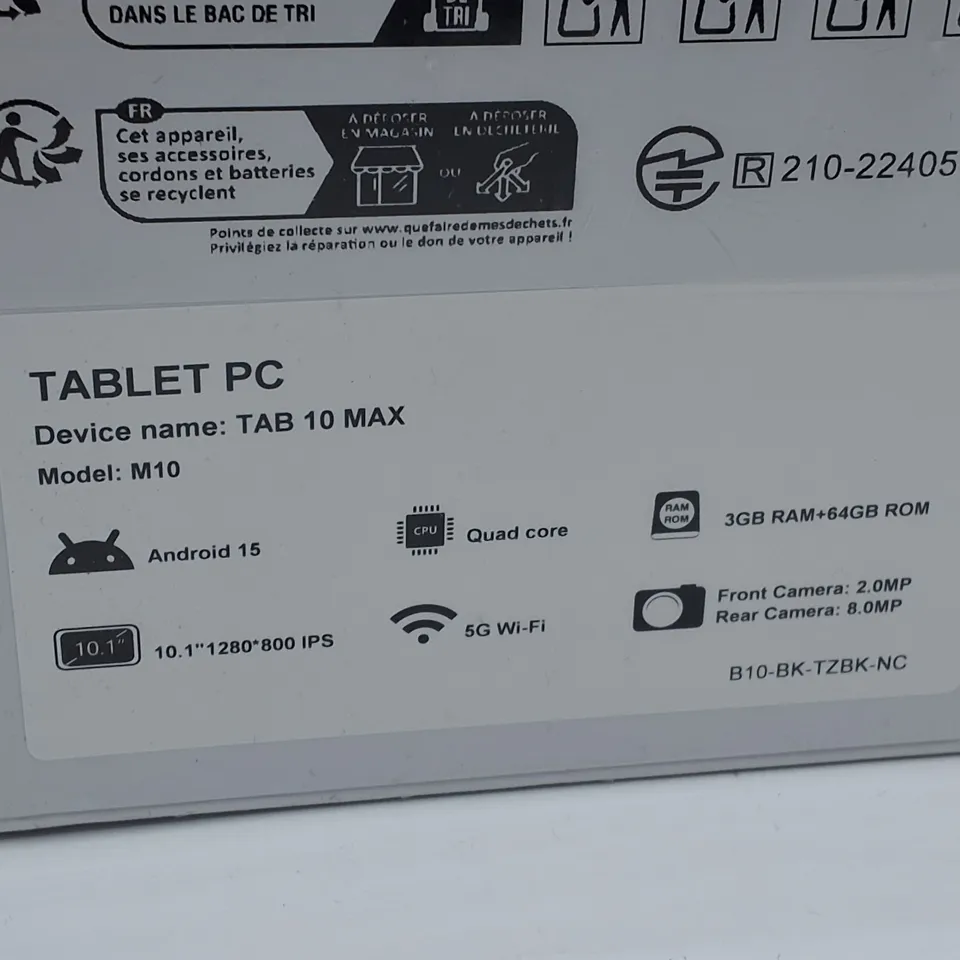 SEALED TAB 10 MAX 10.1" 3GB RAM / 64GB ROM ANDROID TABLET