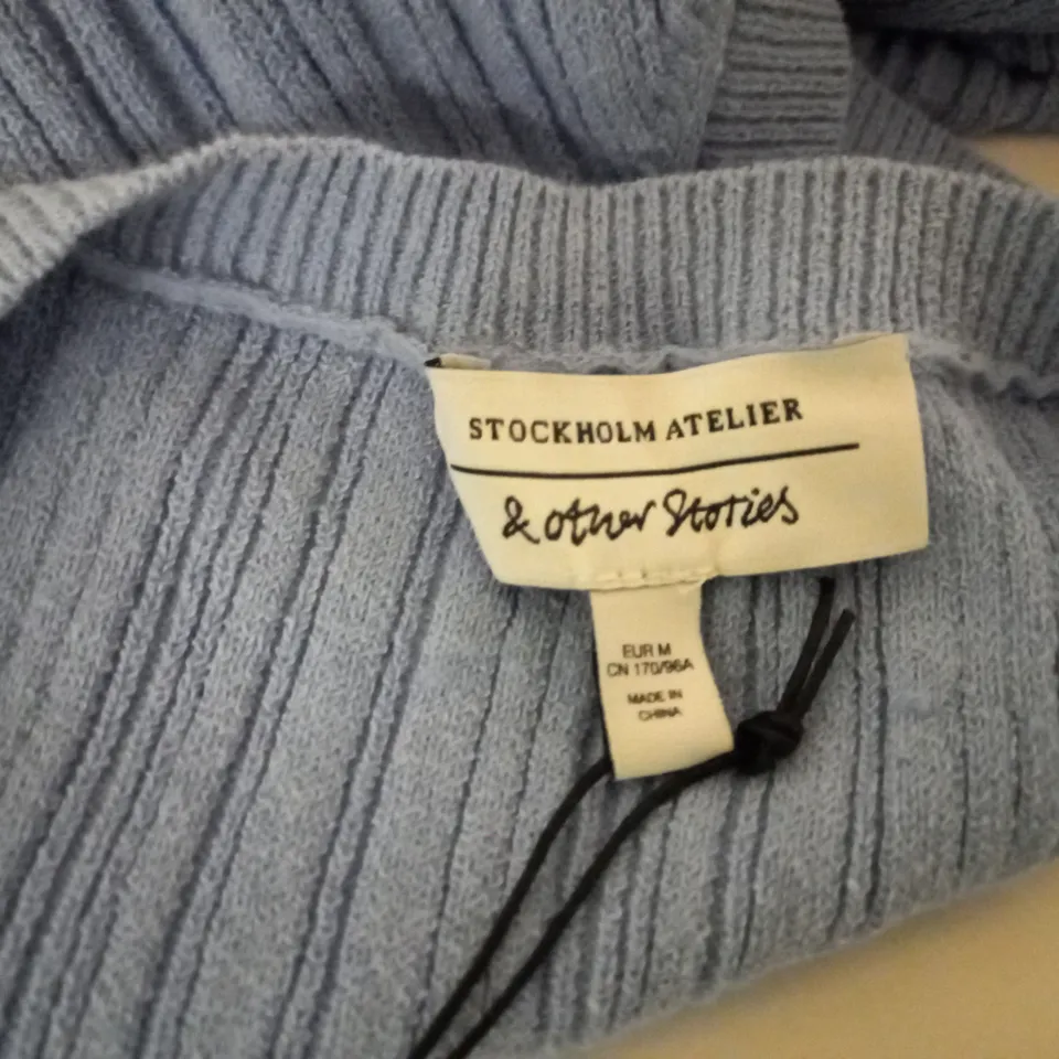 STOCKHOLM ATELIER BABY BLUE RIBBED LONG DRESS - SIZE M