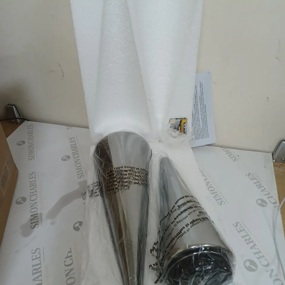 BOXED KELLY HOPPEN SET OF 2 INDOOR/OUTDOOR PRELIT GLASS DECOR - REFLECTIVE CONES