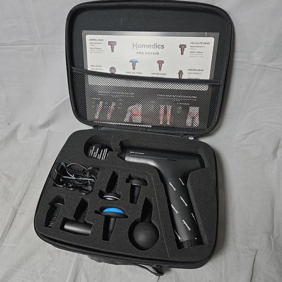 HOMEDICS PRO PHYSIO MASSAGE GUN SET IN CASE 