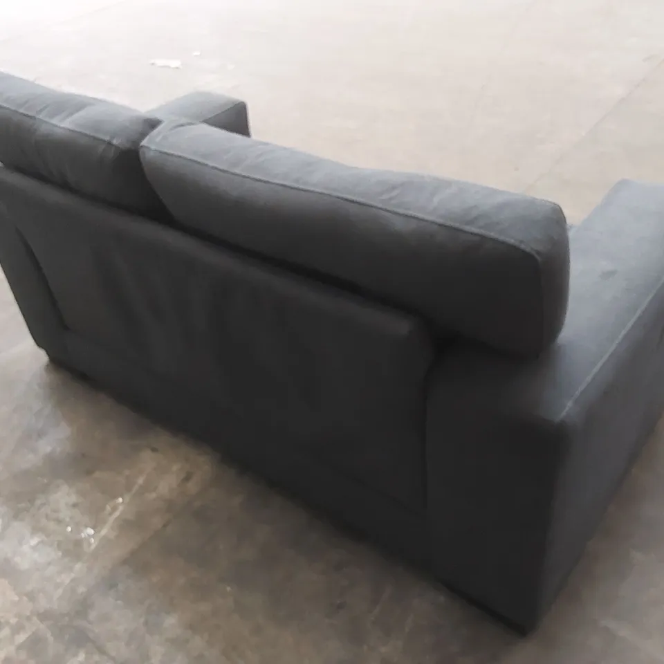 DESIGNER MANHATTAN SLATE GREY PLUSH FABRIC UPHOLSTERED 2 SEATER SOFA