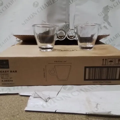 BOXED BORMIOLI ESPRESSO GLASSES APPROXIMATELY 12