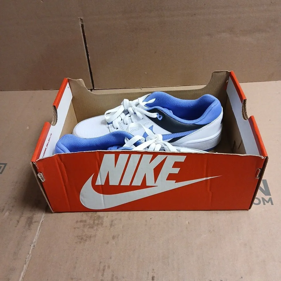 NIKE TRAINERS – WHITE WITH BLUE ACCENTS UK SIZE 6