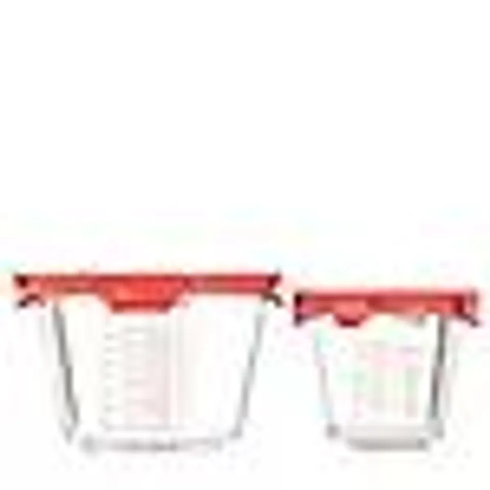 COOK'S ESSENTIALS SET OF 2 GLASS STACKABLE MEASURING BOWLS WITH LID