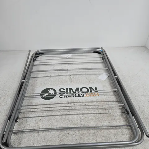 FOLDABLE CLOTHES DRYING RACK – METAL FRAME WITH BLUE END CAPS