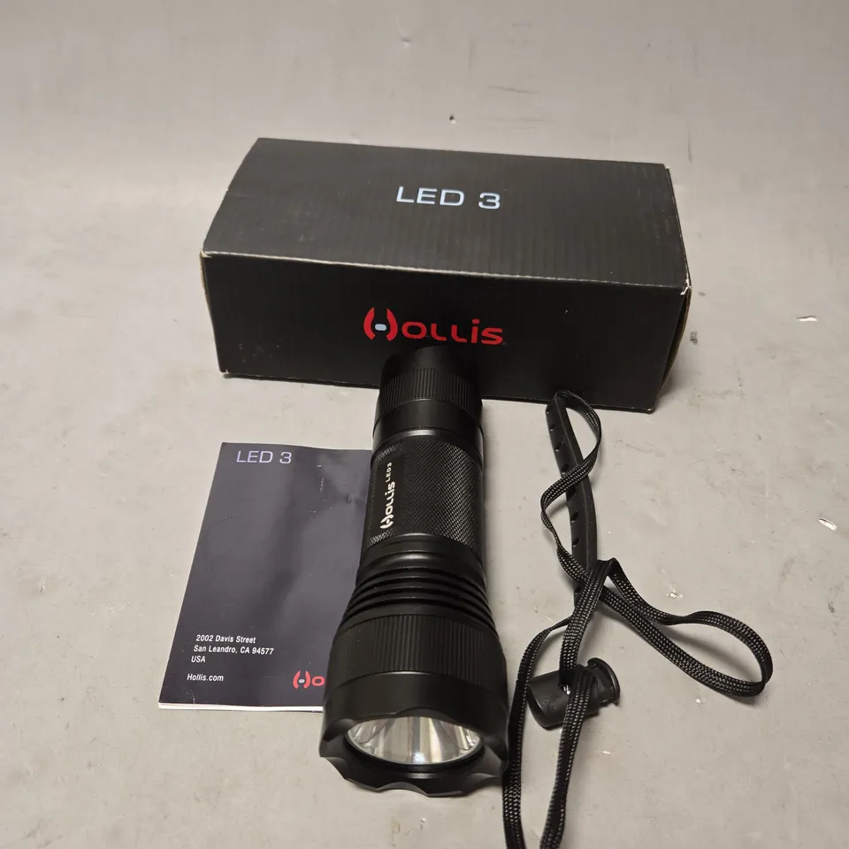 BOXED HOLLIS LED 3 MAGNETIC BACKUP TORCH IN BLACK