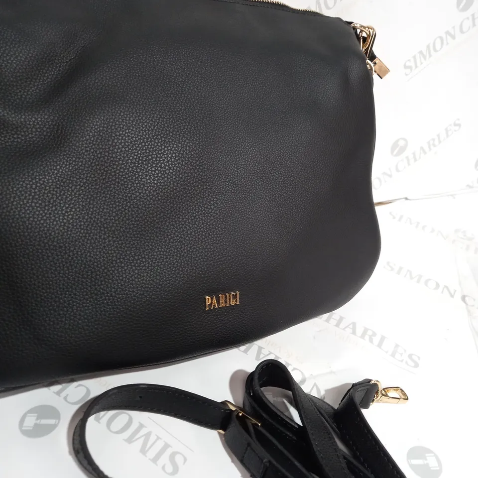 PARIGI BLACK & GOLD DETAILING HAND BAG WITH EXTRA STRAP