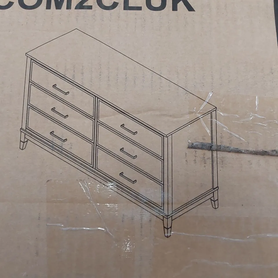BOXED 6 DRAWER 144CM WIDE DOUBLE DRESSER GRAPHITE (2 BOXES)