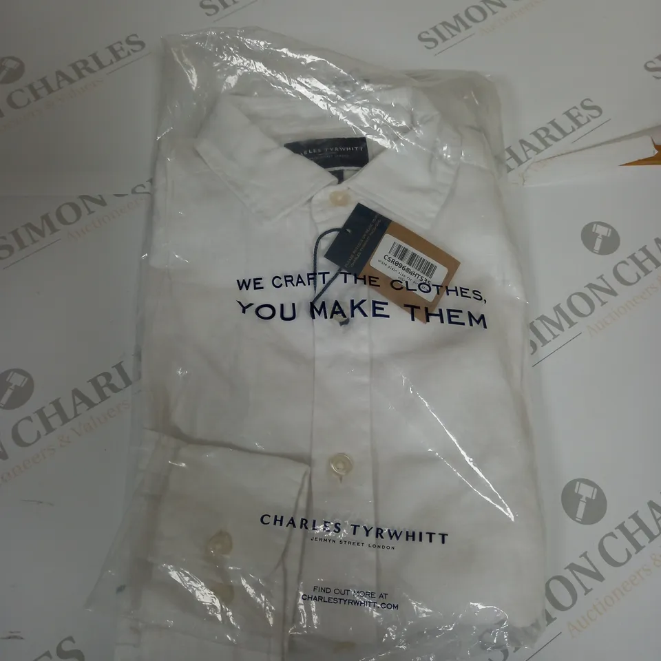 BAGGED CHARLES TYRWHITT SATIN SLIM FIT PURE LINEN SIZE S