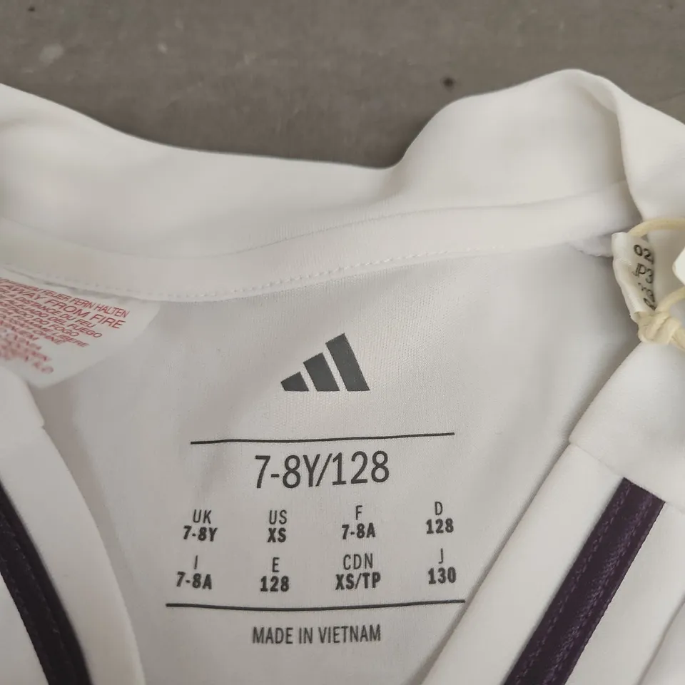 MANCHESTER UNITED ADIDAS YOUTH FOOTBALL SHIRT UK 7-8Y WHITE WITH SNAPDRAGON SPONSOR