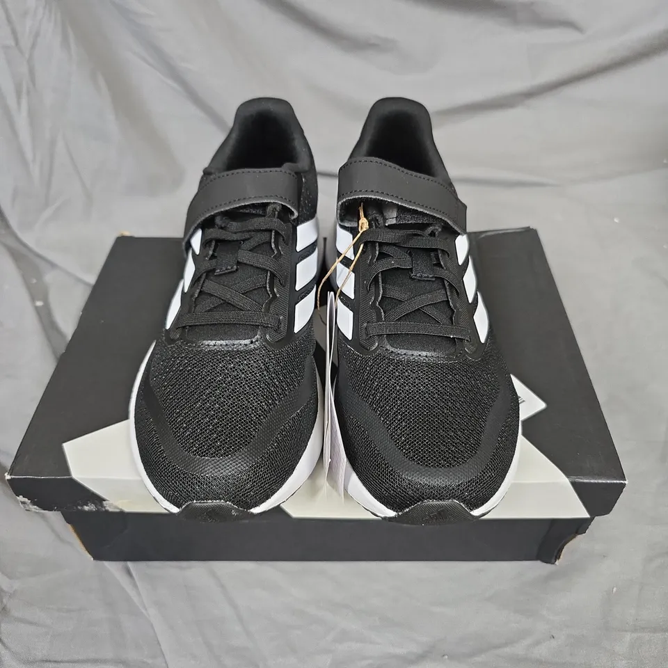 ADIDAS RUN FALCON 5 EL C KIDS' TRAINERS, BLACK/WHITE UK 2