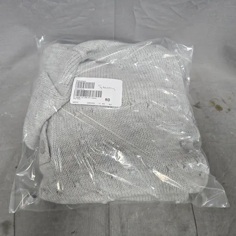 BAGGED RUTH LANGSFORD SHAWL COLLAR BOBBLE STITCH JUMPER IN HEATHER GREY SIZE SMALL