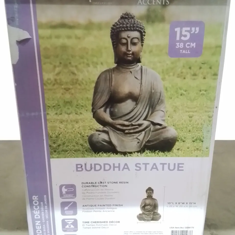 BOXED NIXON BUDDHAS WEATHER RESISTANT STONE GARDEN STATUE