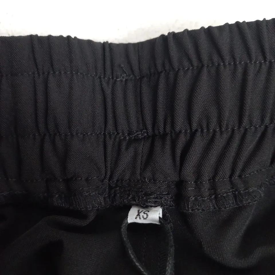 SWANKY BLACK CARGO TROUSERS – ELASTIC WAIST, XS