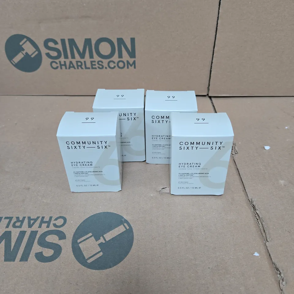 4 X COMMUNITY SIXTY SIX HYDRATING EYE CREAM 15ML BOXED