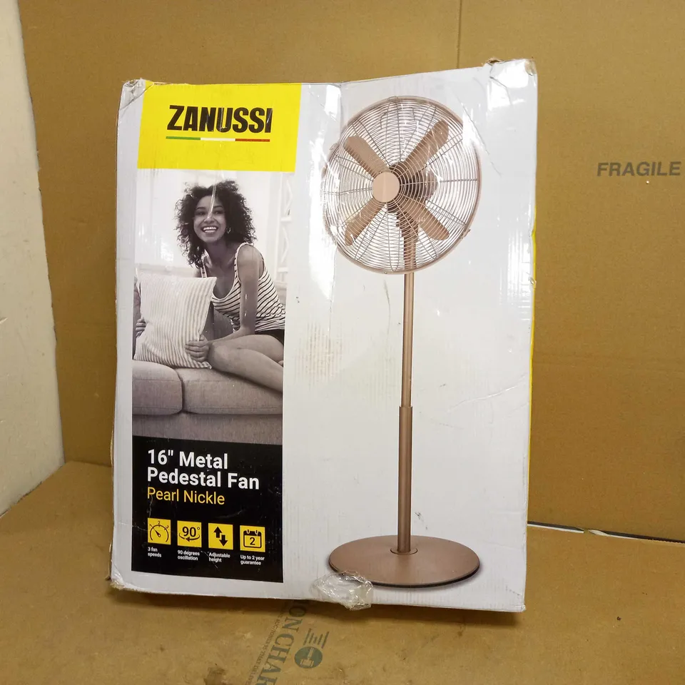ZANUSSI 16" METAL PEDESTAL FAN PEARL NICKLE