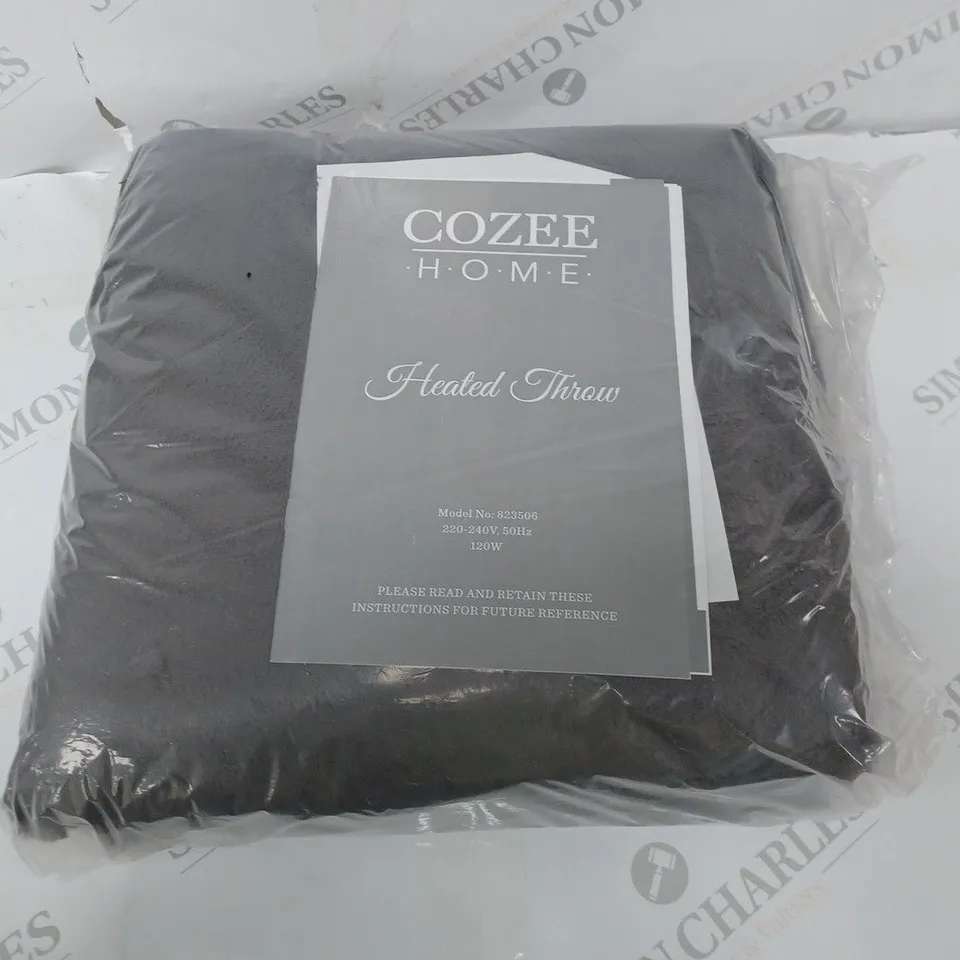 BOXED COZEE HOME VELVETSOFT HEATED THROW IN CHARCOAL