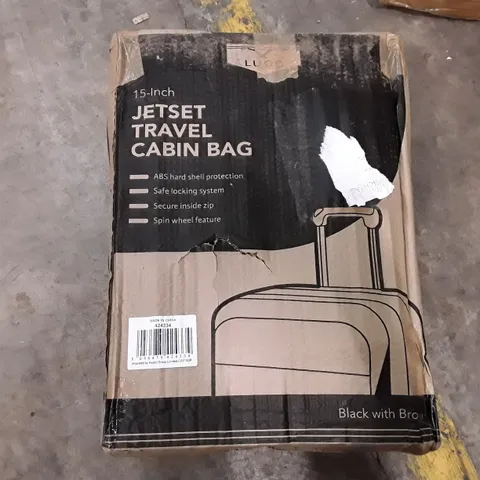 BOXED LUGG 15 INCH TRAVEL CABIN BAG - BLACK AND BROWN 