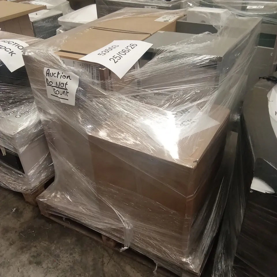 PALLET OF ASSORTED DESIGNER BATHROOM VANITY UNITS AND BASINS