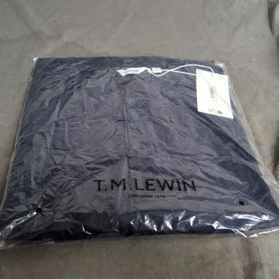 T.M. LEWIN ORGANIC COTTON LONG SLEEVE HENLEY – NAVY, SIZE M