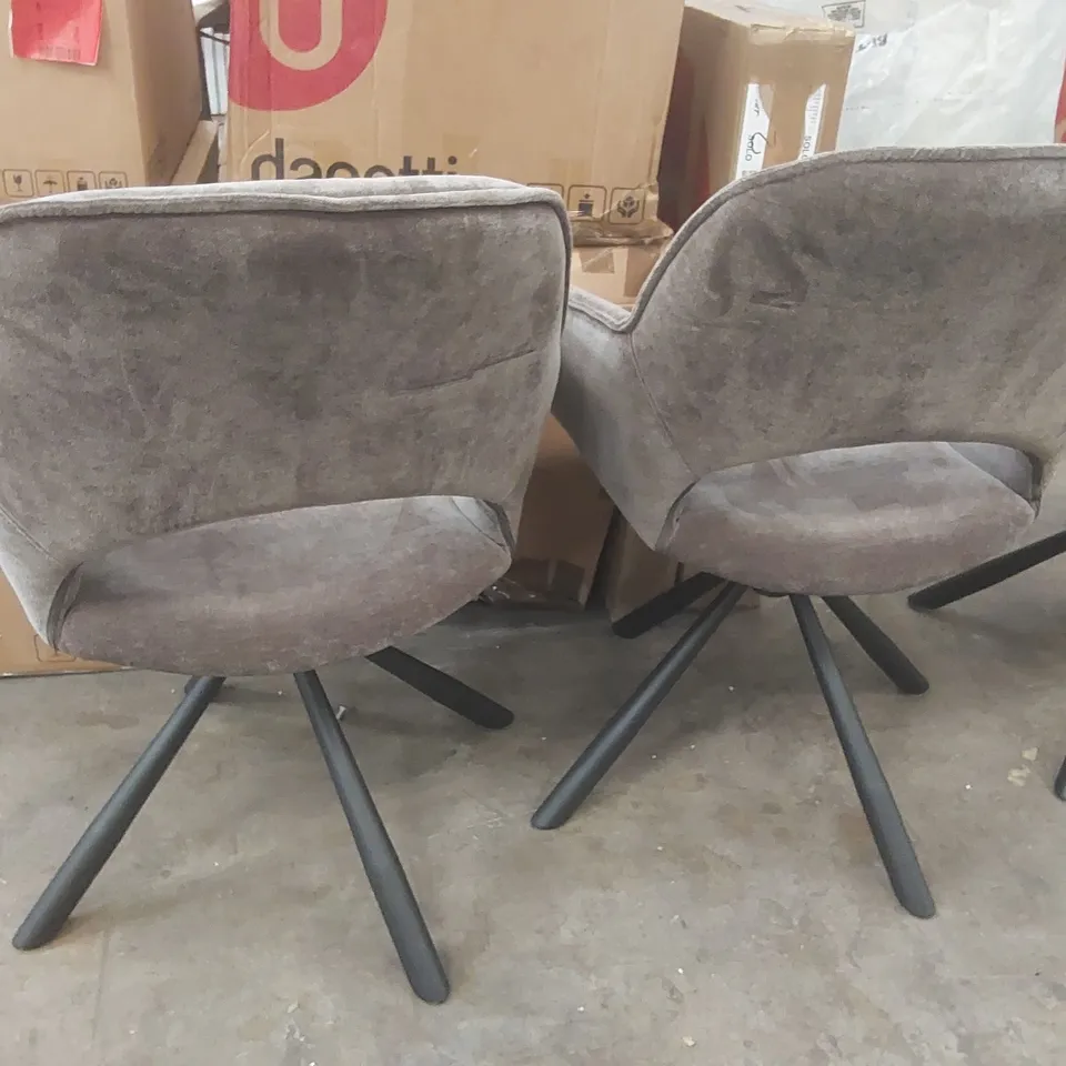 SET OF 4x DANETTI MARLOW MOCHA FABRIC SWIVEL DINING CHAIRS