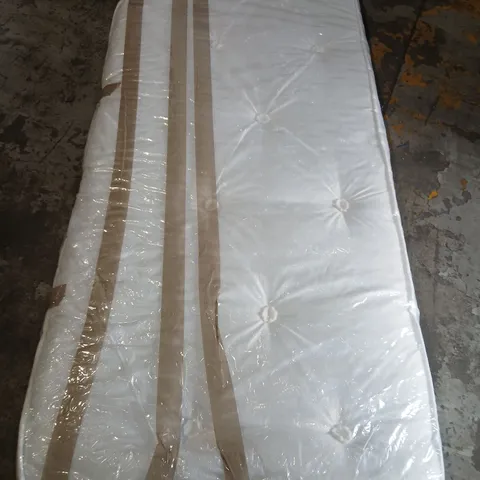 WHITE TUFTED 2'6" MATTRESS WRAPPED IN PLASTIC