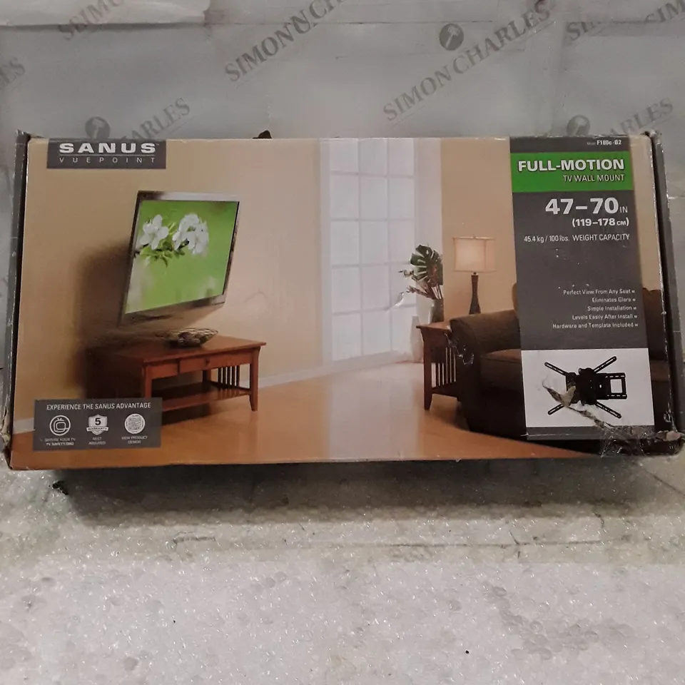 BOXED SANUS FULL-MOTION TV WALL MOUNT FOR 47-70" TV'S- F180C-B2